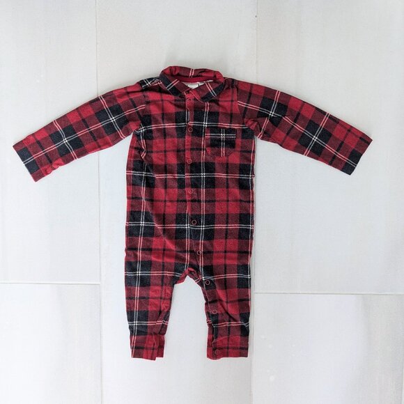 (4/$20) H&M - Christmas Pajama Jumpsuit with Collar - Picture 2 of 5